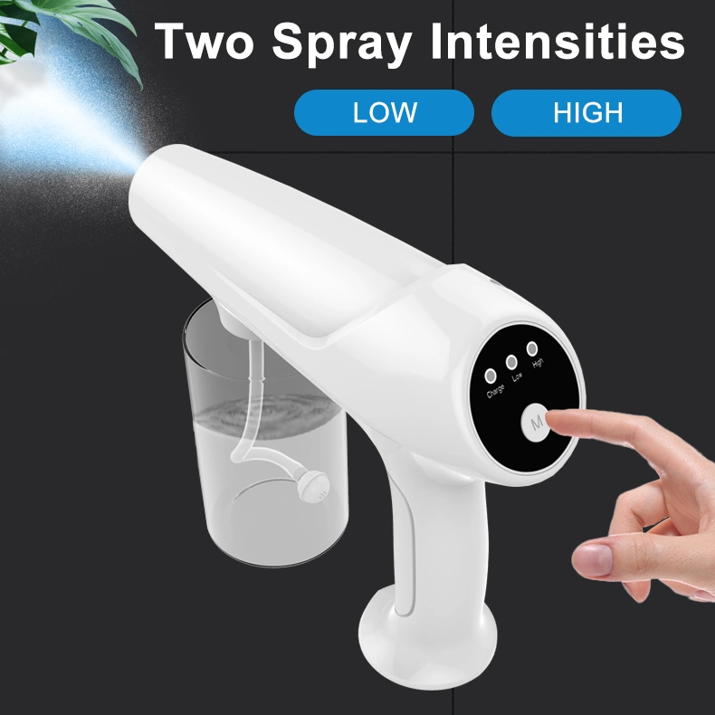 340ml Small 1800mAh Disinfection Strong Blue Light Anti Clogging Long Nozzle Cordless Nano Mist Spray Gun Sprayer F8